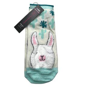 No Bo Women's Low Cut Sock Light Blue Llama Size 4-10 New